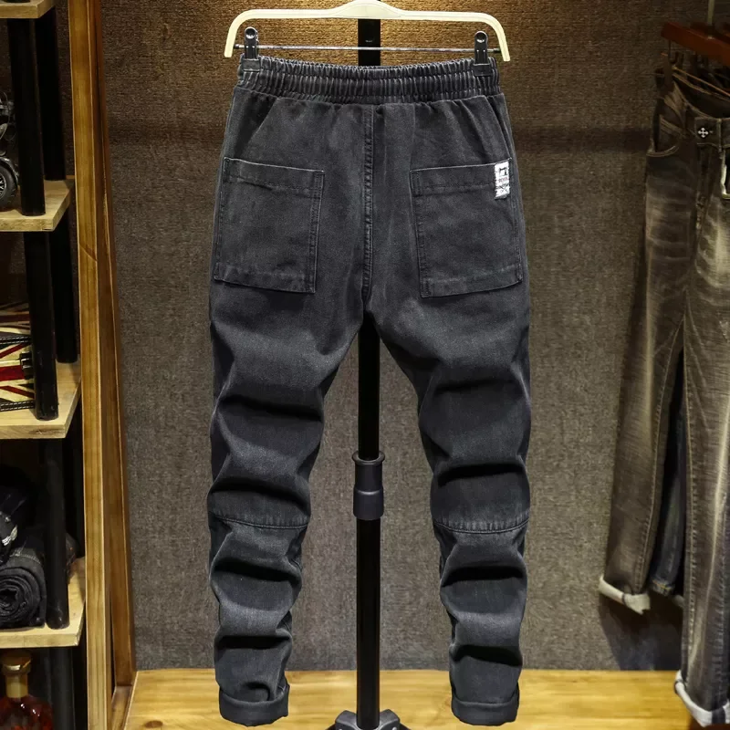 2022New Size 5XL 6XL 7XL Men Stretch Waist Black Gray Jeans 2020 Autumn New Fashion Letter Printing Denim Harem Pants Male Brand