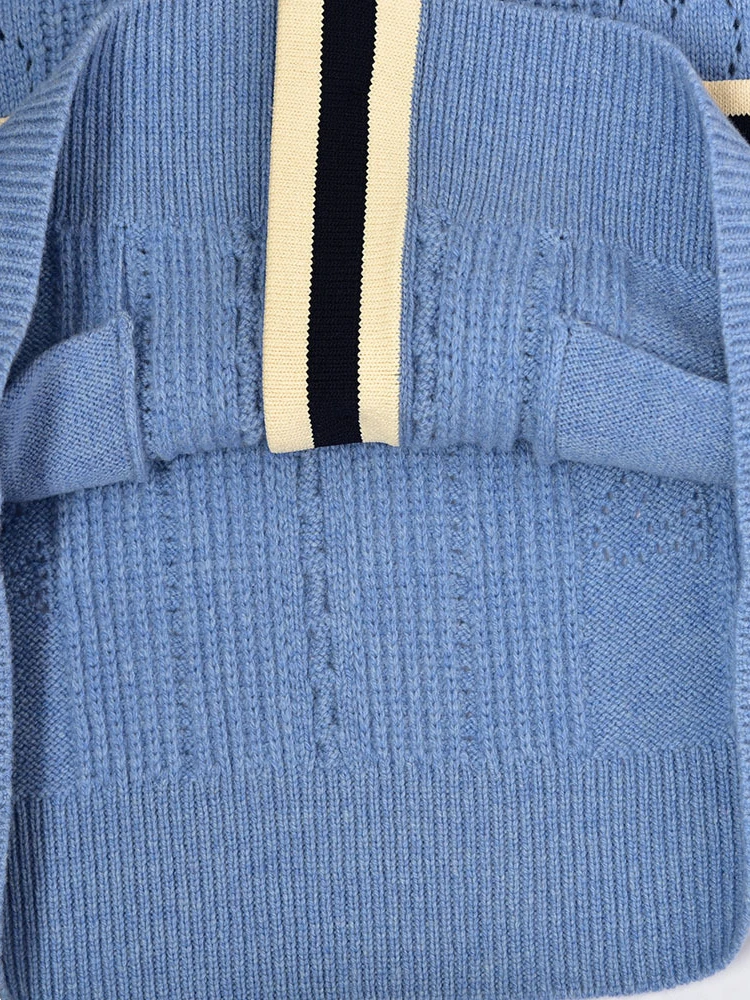 Женский трикотажный кардиган EOS Paris Синий Свободный вязаный с контрастной