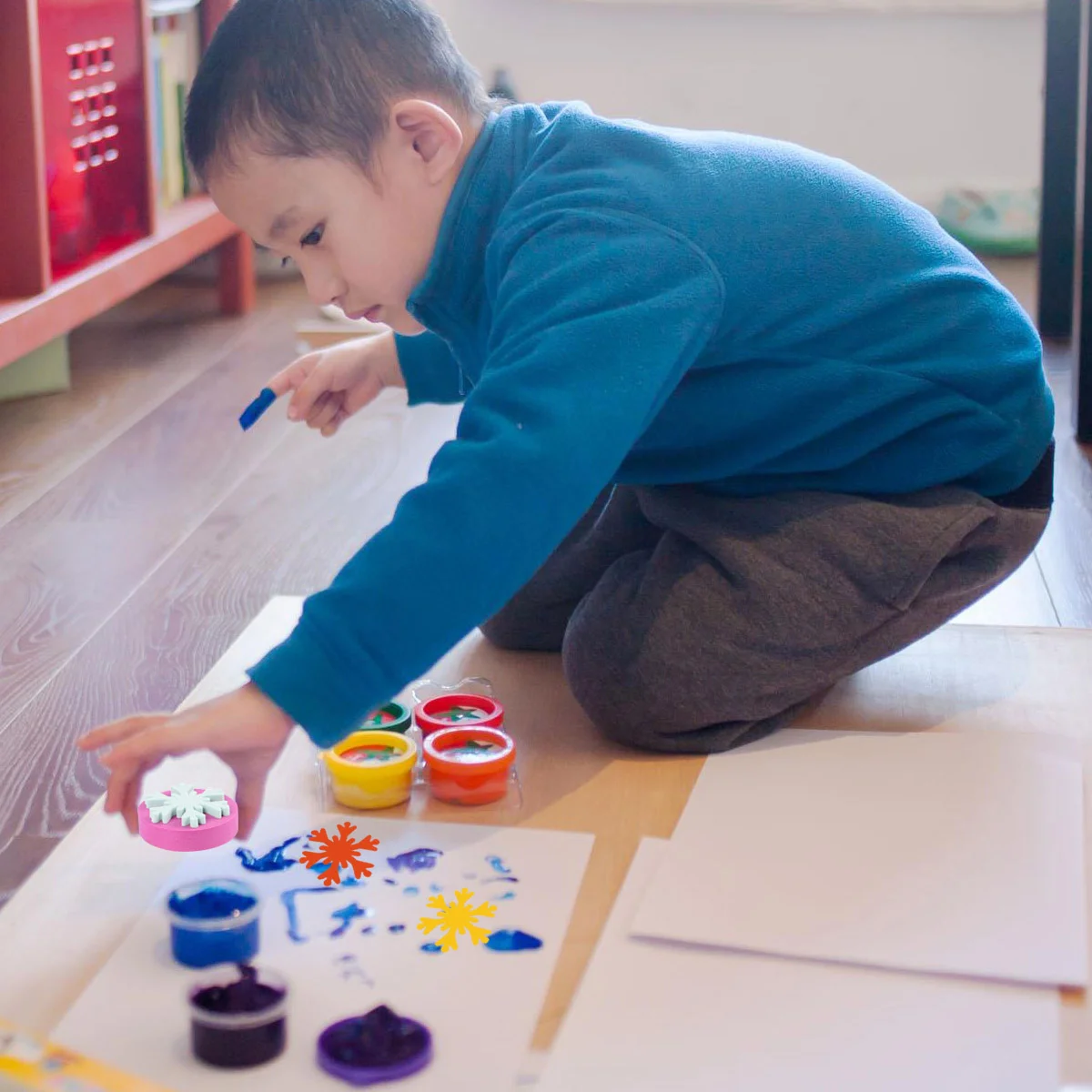 12 Pcs Painting Stamps for School Self Inking Spong Seal Kids Educational Toy Toddler