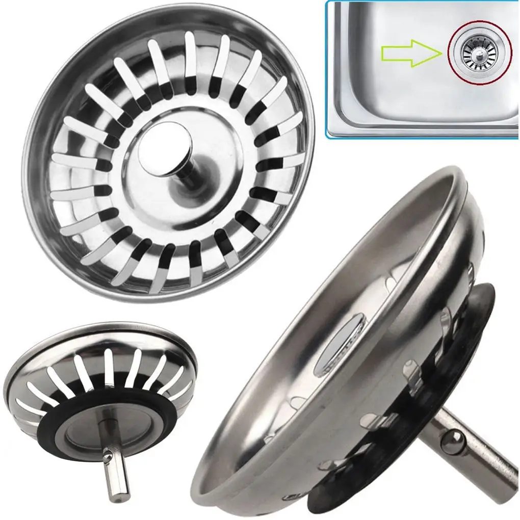 

Stainless Steel Kitchen Sink Strainer Stopper Waste Plug Sink Filter Bathroom Hair Catcher Drains Strainers Kitchen Accessories