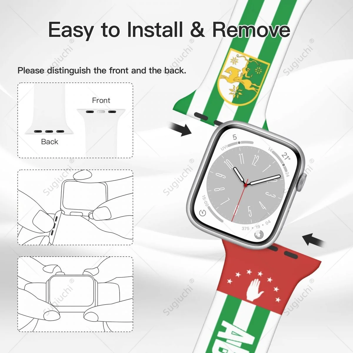 Спортивный ремешок унисекс с 3D-флагом Республики Abkhazia для Apple Watch Band Ultra 2