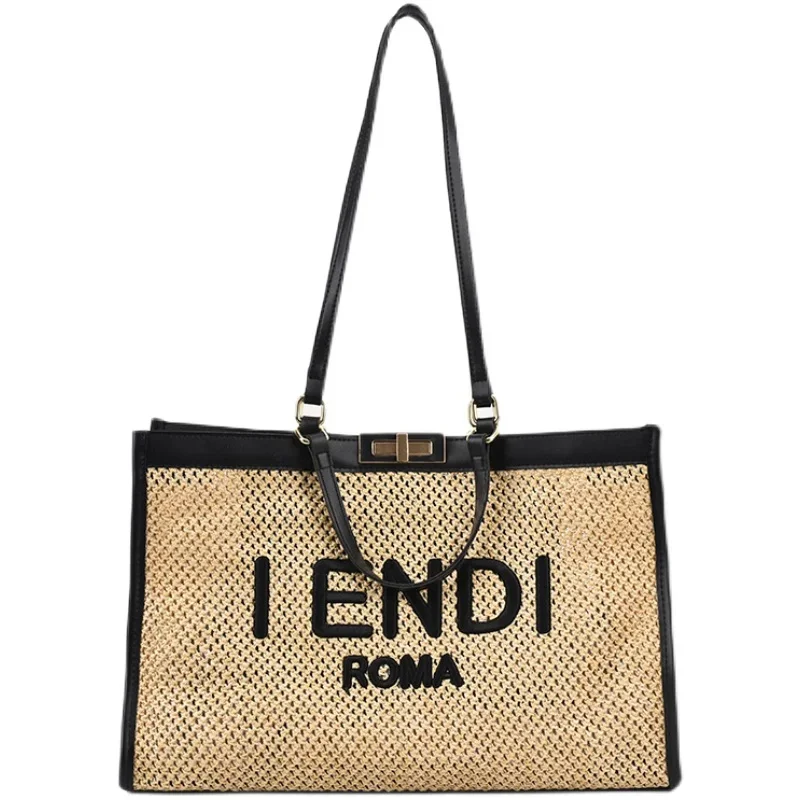

High-grade portable large-capacity woven big bag for women 2023 new summer shoulder bag straw textured tote bag for woman