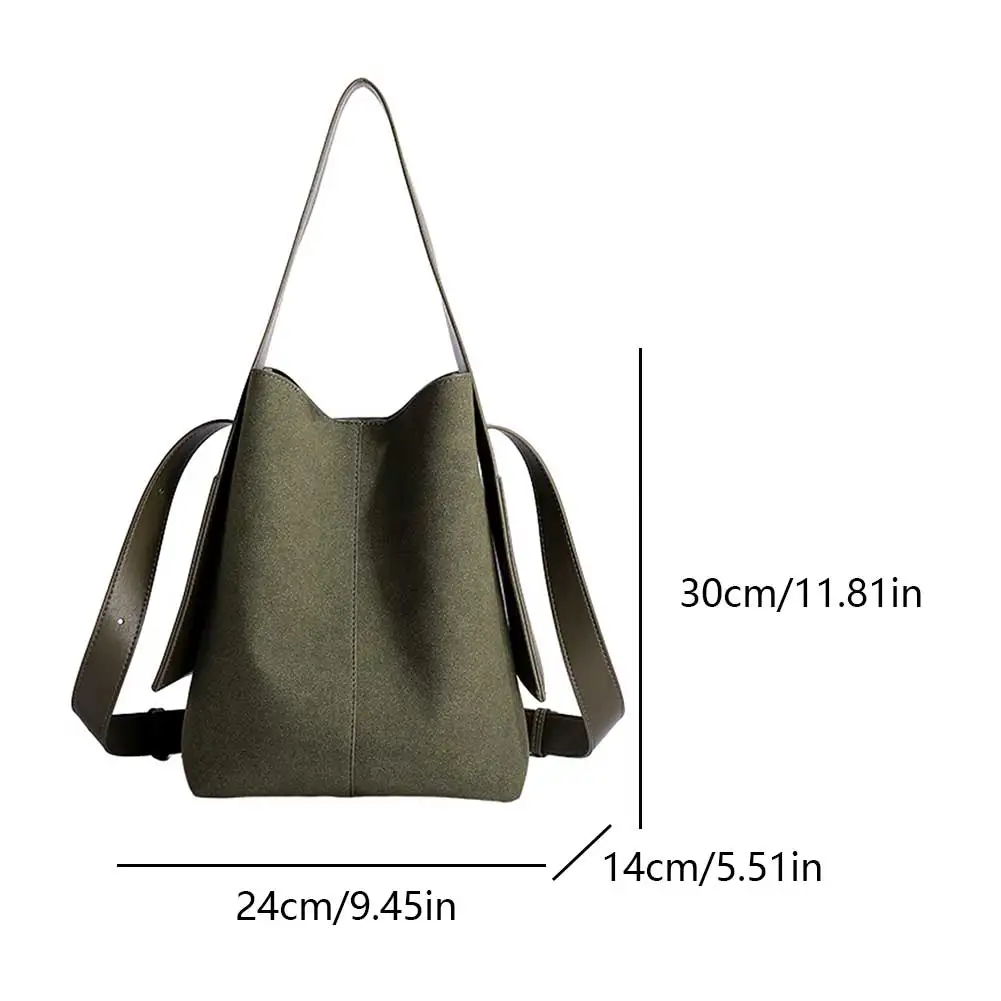 Shoulder Bag Suede Solid Color Bucket for Women Men Adjustable Strap Large Tote Trendy Handbag Work Travel