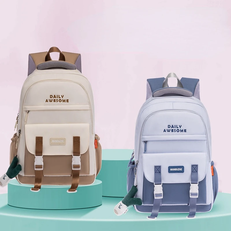 Primary School Students Splicing Backpacks 2023 New High-capacity School Bags Girls Boys Cute Contrast Color Children Backpack