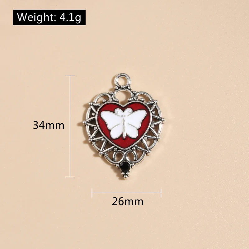 Эмалированные подвески в форме сердца 34x26 мм 5 шт