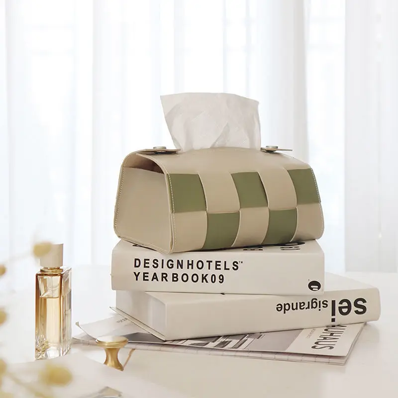 

Leather Tissue Box Napkin Holder Car Tissue Box Home Living Room Decoration Bedroom Kitchen Desktop Nordic Large Storage Box