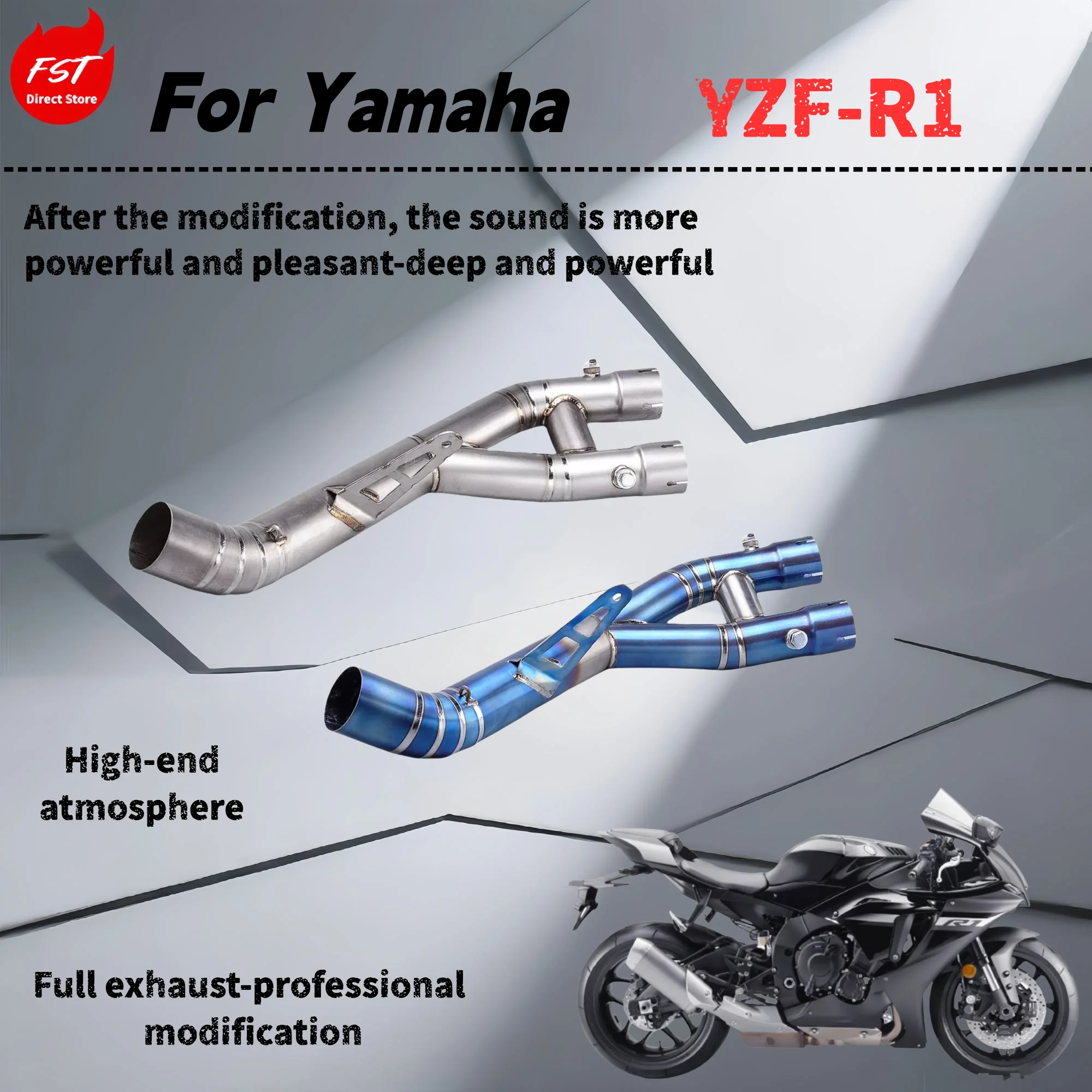 Фото Для Yamaha YZF-R1 — модифицированная выхлопная труба среднего сечения — звук глубокого, богатого и мощного. №1