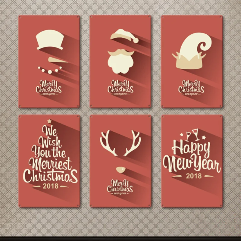 

Рождественские винтажные жестяные знаки бляшки металлические пластины настенные художественные украшения новогодние праздничные подарк...