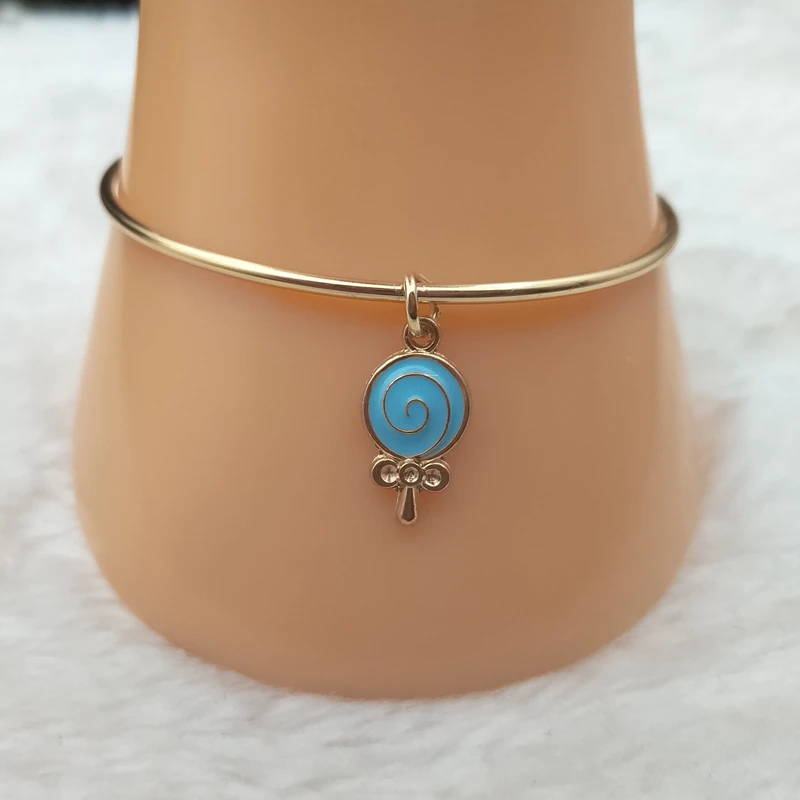 Милый мультяшный эмалированный браслет в виде леденца аксессуары из сплава