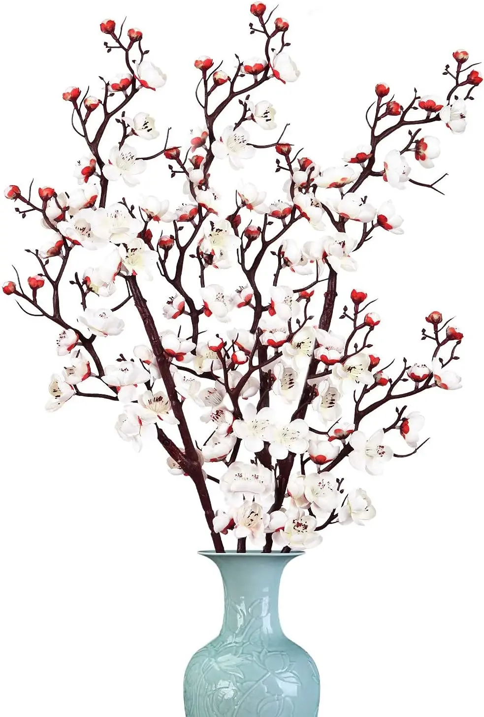 

2 Pcs Plum Blossom Artificial Flowers 37'' Long Stem Silk Plum Blossom Silk Plum Blossoms