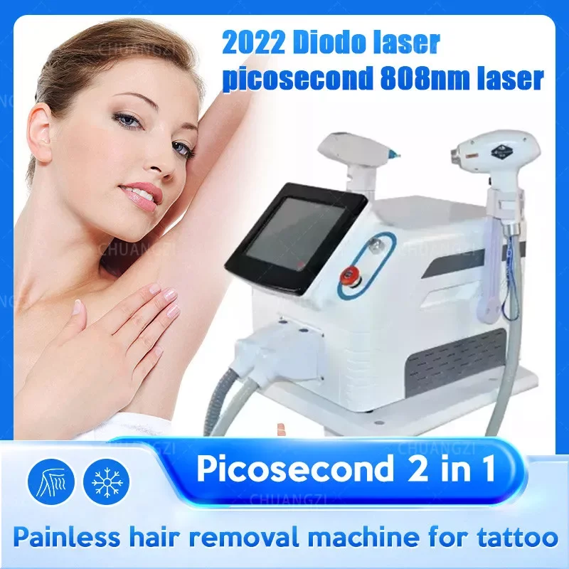 

NEW IN 2 in 1 diodo laser 808nm 755 808 1064 picosecond painless hair removal machine for tattoo