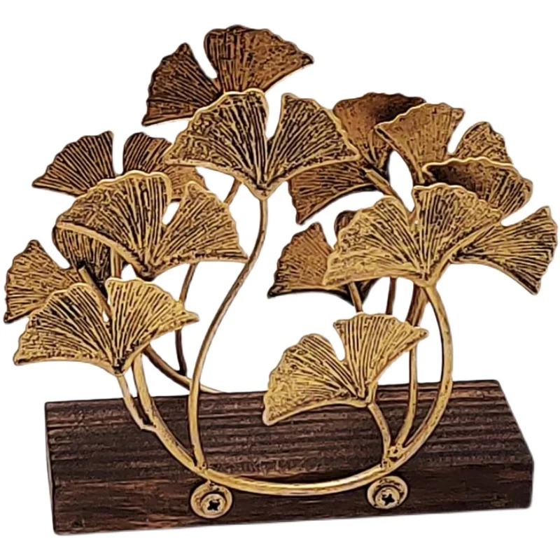 

Kitchen Restaurant Desktop Ginkgo Leaf Vertical Paper Towel Holder with Napkin Seat Solid Wood Bottom