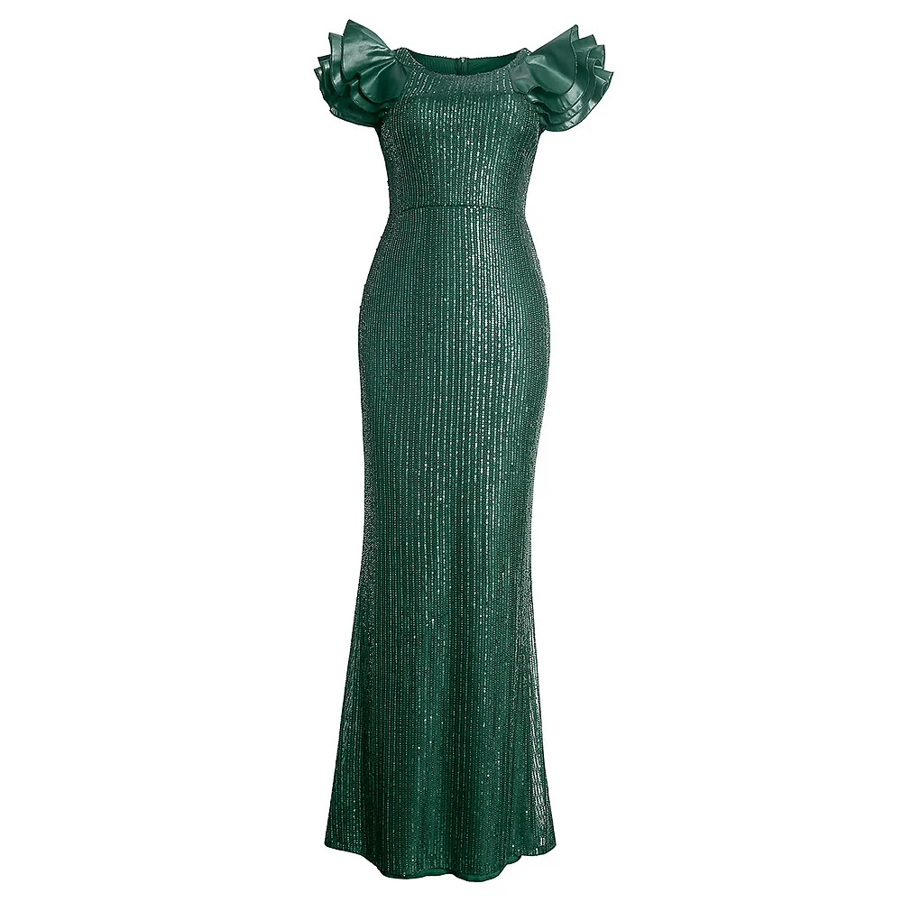 Plus Size Evening Dress New 2023 Sequin Fish Tail Long Dress Large Women's Wear Slim Fitting Elegant Formal Occasion Dresses