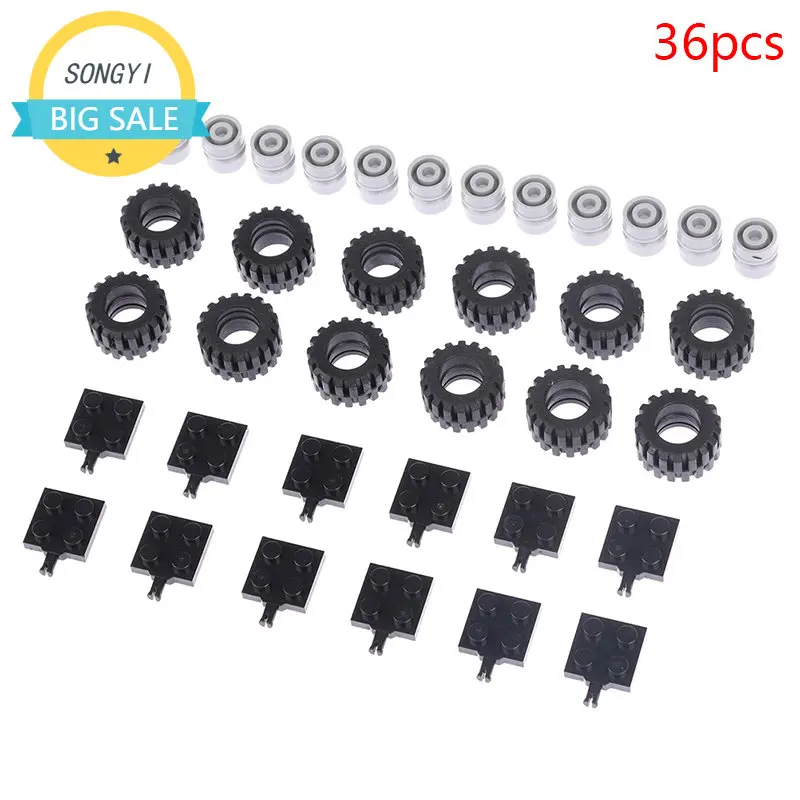 

48Pcs/set MOC Bricks Wheel Technical Parts Creative Building Blocks Car Truck Vehicle Wheels Tyre Axle Accessories Kids Toys