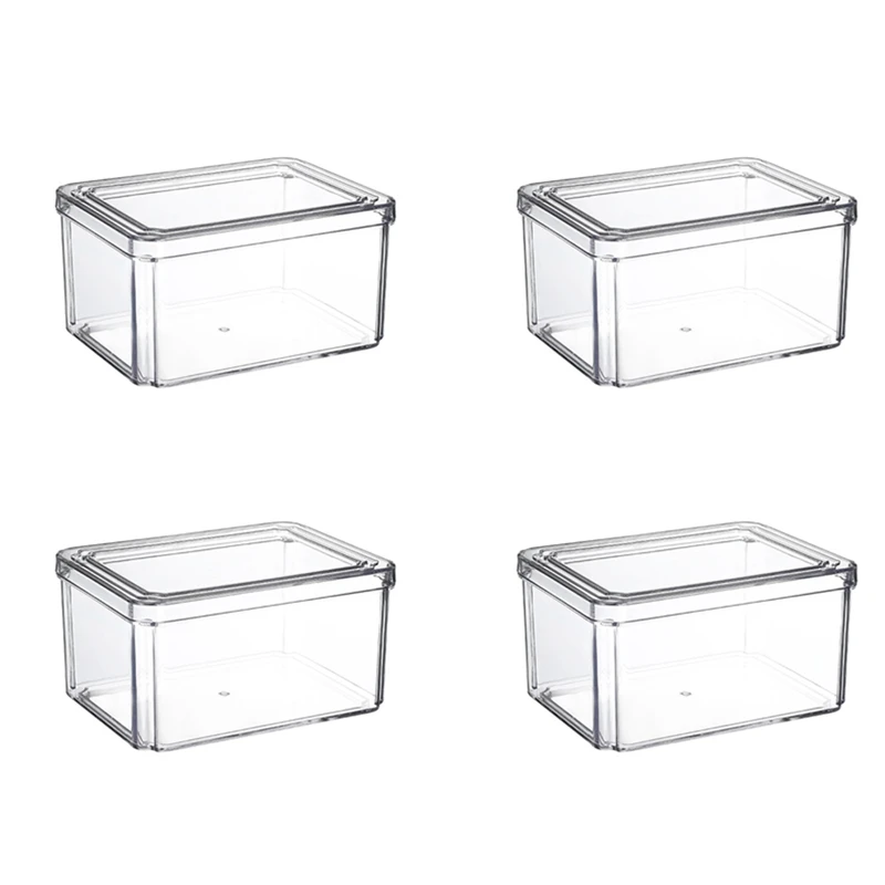 

4Pcs Refrigerator Food Storage Container With Lid Kitchen Sealed Vegetable, Fruit And Meat Fresh-Keeping Box Storage Box