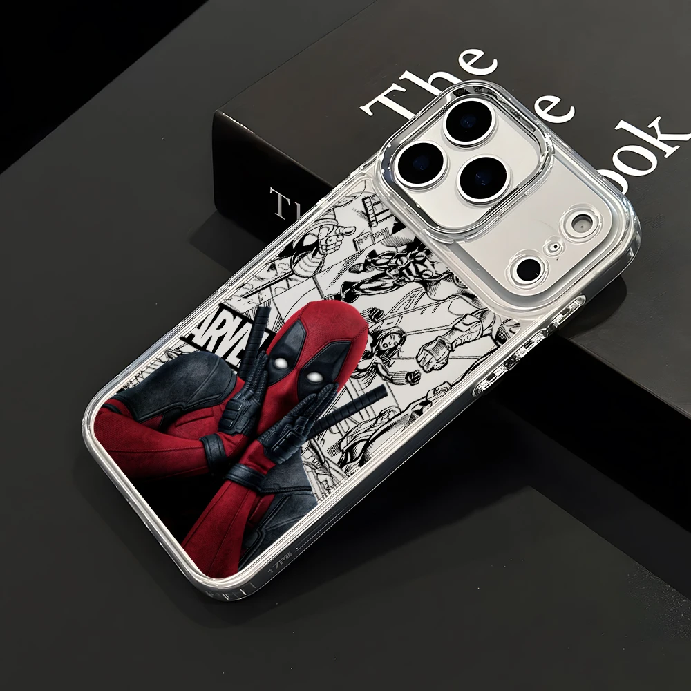 Фото Забавный чехол для телефона с Дэдпулом для Apple iPhone 17 Air 16 16e 15 14 13 12 11 Pro Max X Xs XR 8 Plus, роскошный прозрачный чехол №3