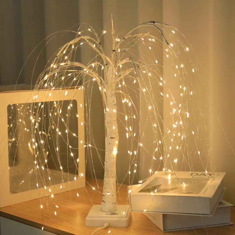 

LED Willow Tree Night Light 8 Modes USB/Battery Table Lamp Fairy Night Lamp For Home Bedroom Wedding Party Christmas Decoration
