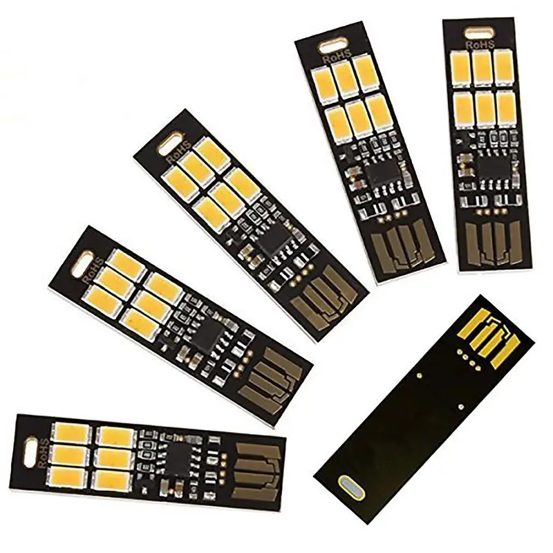 

5 Pcs USB Light Keychain Super Bright 6 Leds Mini USB Light Lamp With Smart Touch Electrodeless Dimming Switch For Laptop Keyboa