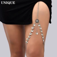 boho butterfly tassel leg chain for women girls fashion beach jewelry gift crystal chain pearl pendant trend body chain 2022