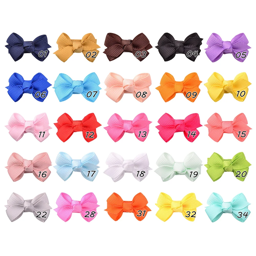 25Pcs/lots Mini Solid Hair Bows With Clip For Cute Girls Clips Boutique Hairpins Barrettes Headwear Kids Accessories - купить по