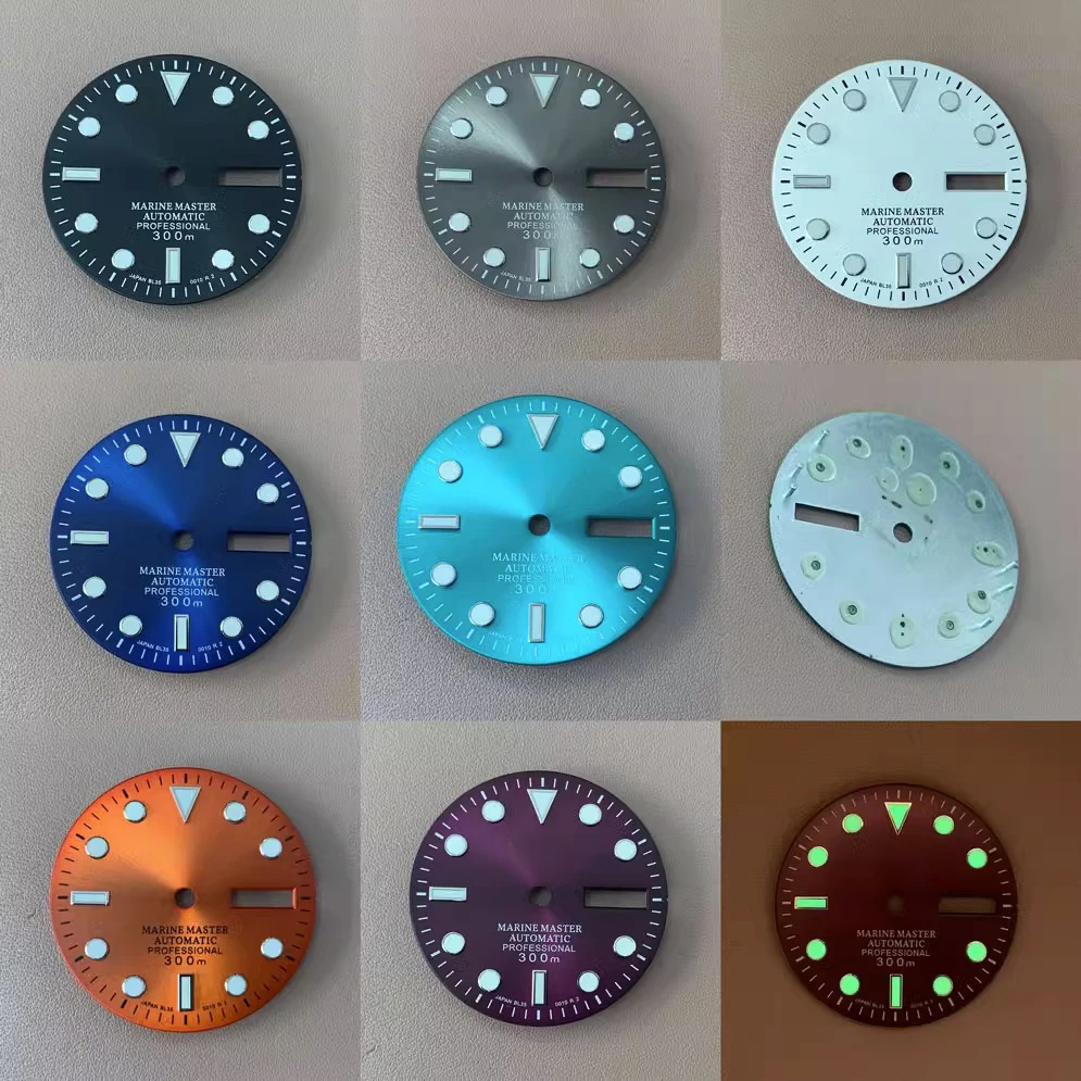 

Sunray dial dual calendar NH35 NH36 green luminous S dial 28.5mm white, blue, black, green, gray dial modifies watch accessories