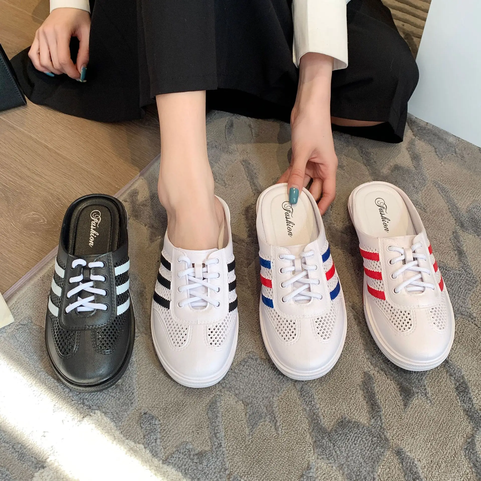 2023 New Half Slipper Women Fashion White Shoes Ourdoor Baotou Non-Slip Couples Sandals And Slippers Ciabatte Uomo Flip Flop