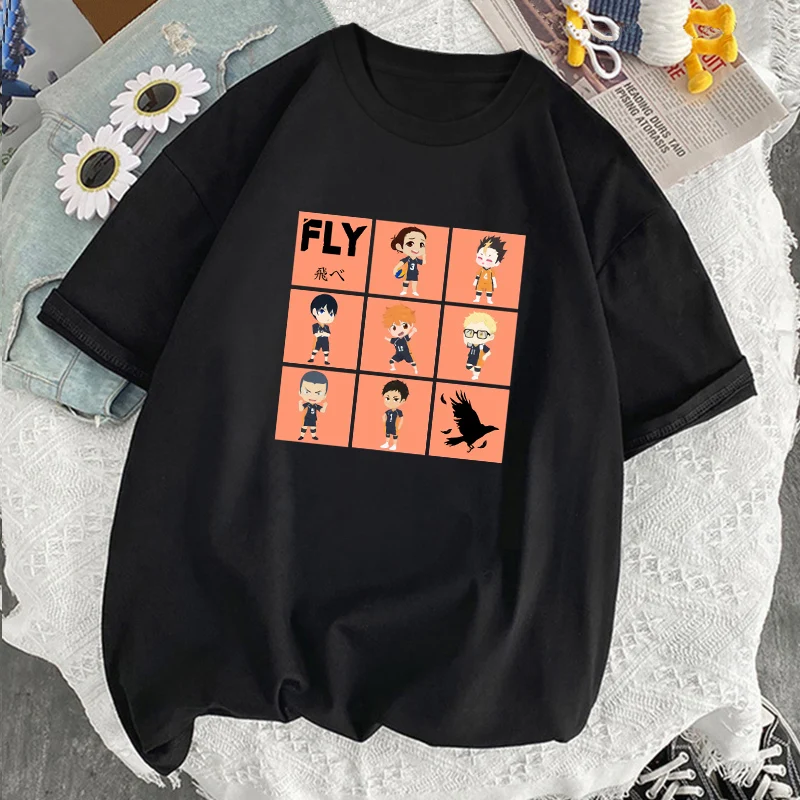 

Футболка Haikyuu женская с мультяшным принтом, дышащий топ с коротким рукавом в стиле хип-хоп, спортивная мягкая рубашка с круглым вырезом, лето...