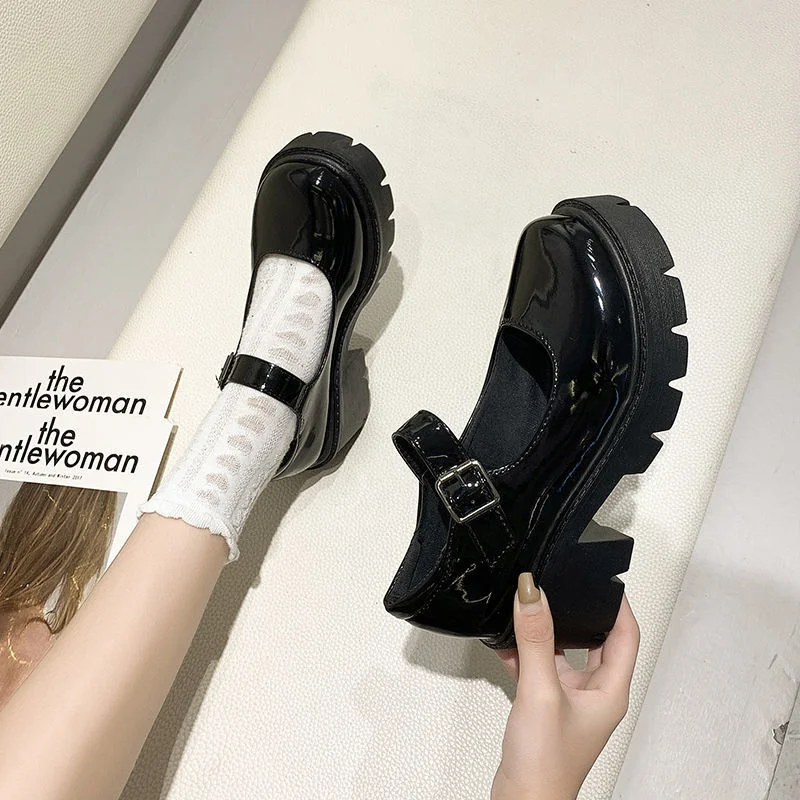 

Туфли Lolita женские на платформе и высоком каблуке, японские модные лакированные Туфли Мэри Джейн с круглым носком из искусственной кожи, обувь для косплея для студентов