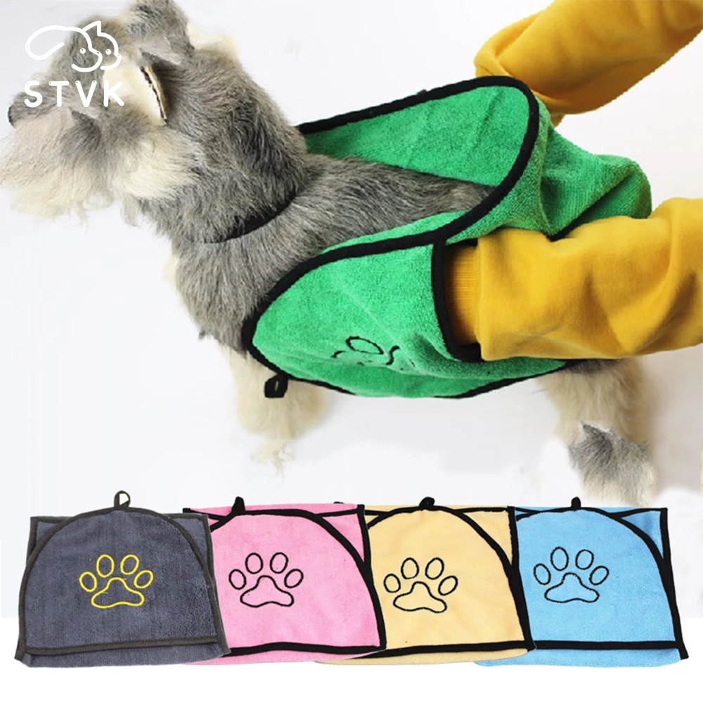 

STVK ванная для собак двухсторонние впитывающие волоконные перчатки, товары для гигиены кошек, карманный дизайн, мягкая легкая плюшевая Очистка