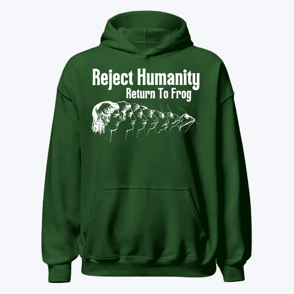 Reject Humanity Return To Frog - Толстовка унисекс с забавным рисунком лягушки Волшебная