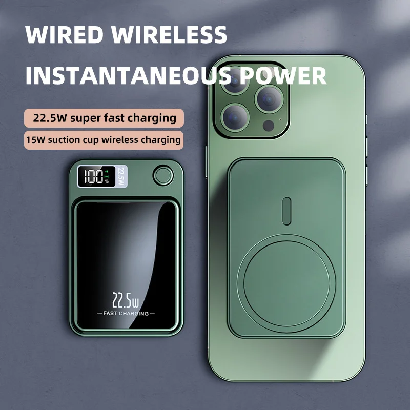 PD 22.5W Wireless Fast Charging External Battery Super Magnetic Power Bank 15W Portable Charge Power bank For iphone 14 Huawei