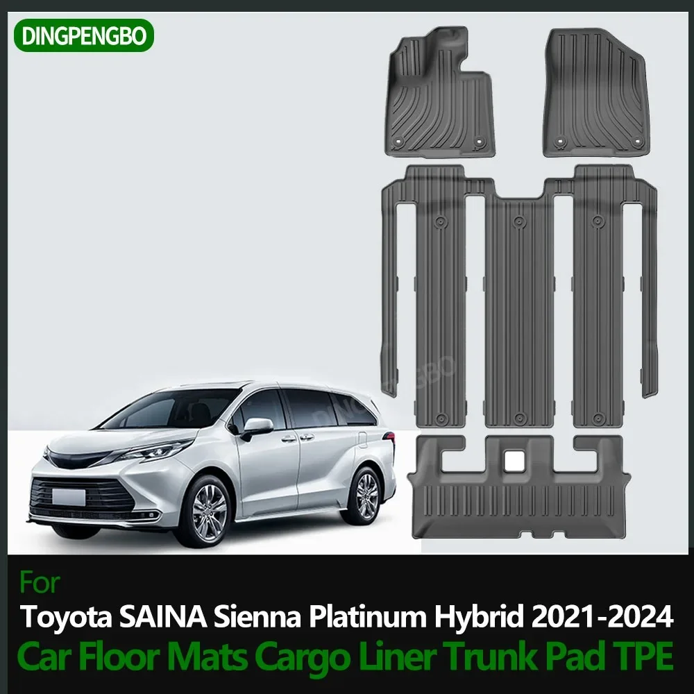 Для Toyota SAINA Sienna 7seat Hybrid 2021-2024 автомобильные коврики грузовой подкладки багажник TPE
