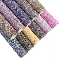 ultra shiny chunky metallic sequins fluorescent glitter fabric chunky glitter leather rolls for making hair bow shoe