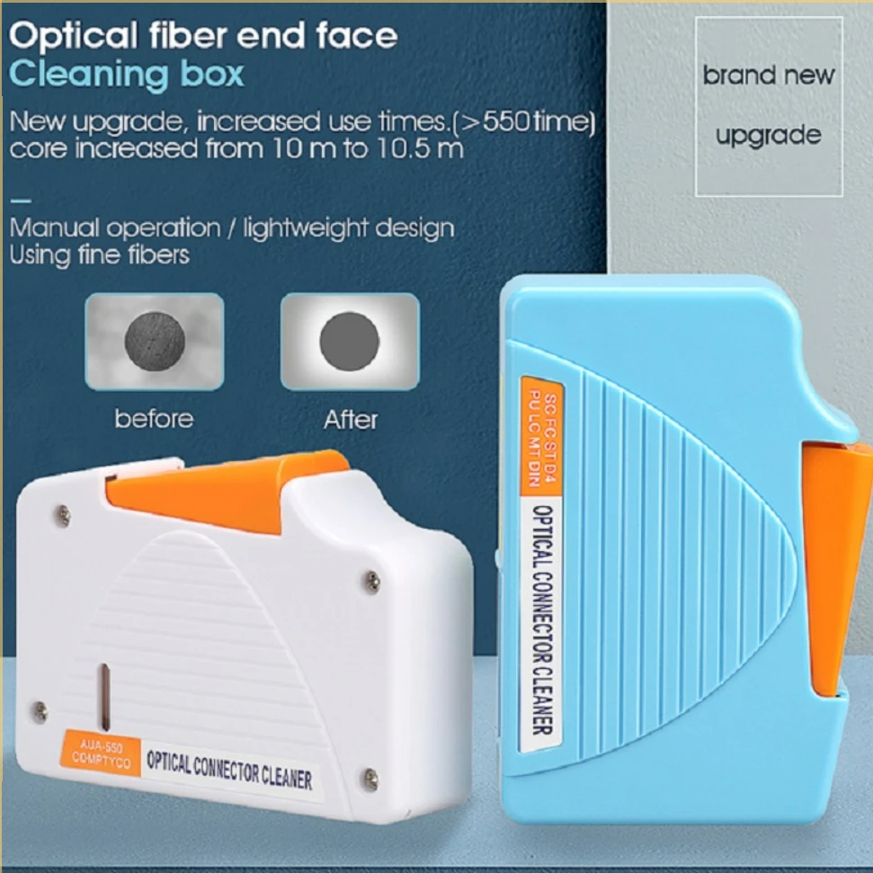 

COMPTYCO AUA-550 Fiber Flange Adapters Cleaner Pigtail Cleaner Fiber End Face Cleaning Box FC/SC/ST/LC Connector Wiping Tools