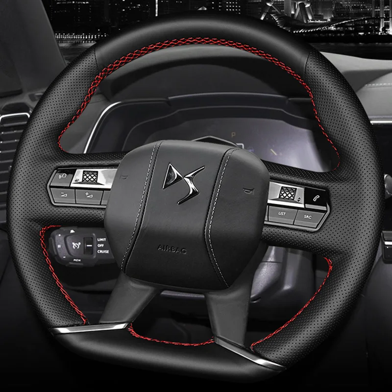 

Для Citroen DS7 DS9 2013-2018 прошитая вручную черная Нескользящая кожа