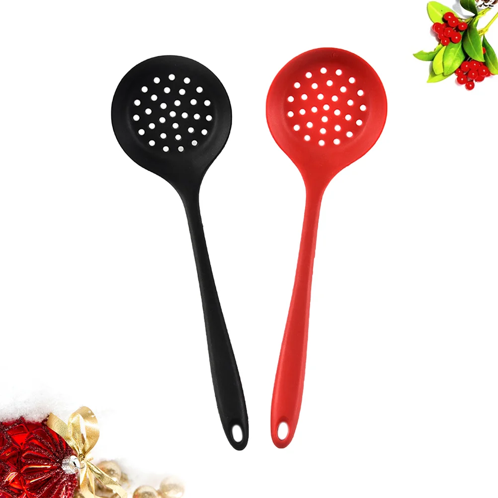 

Skimmer Spoon Silicone Colander Ladle Slotted Strainer Straining Silicadrain Grip Cooking Water Filter Wok Professional Hot Pot