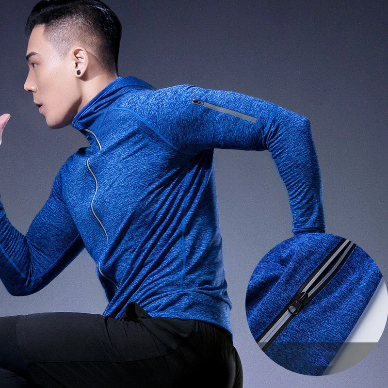 

Men Running Workout Jacket Summer Fitness Equipment Training Zipper Coat Sportswear Long Sleeve Jogging Sweatshirt Gym Clothing