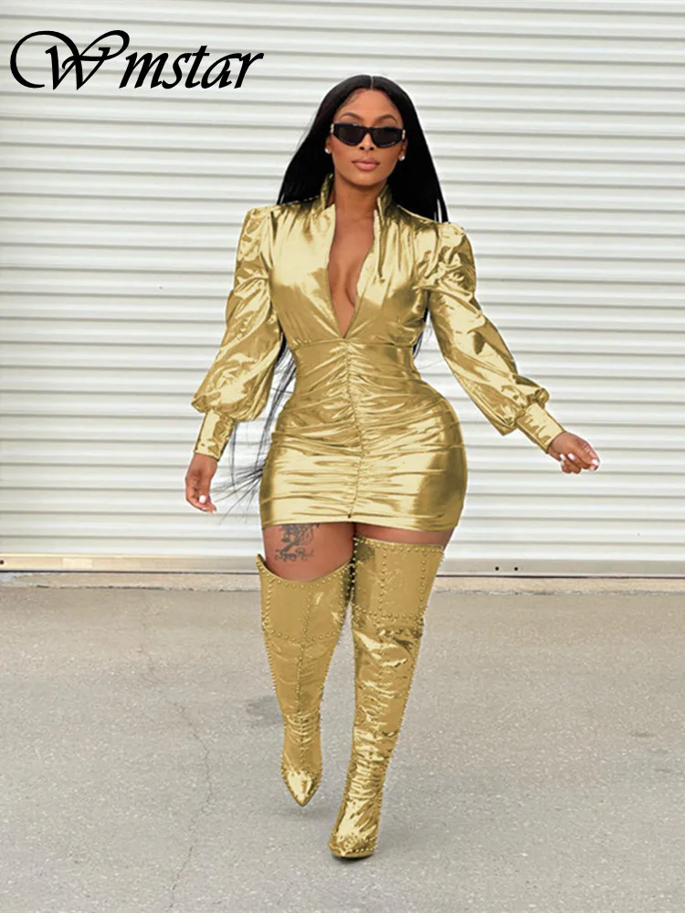 

Женское платье Wmstar, женские сексуальные модные платья-рубашки средней длины на пуговицах, клубные наряды, новая осенняя одежда, оптовая продажа, прямая поставка, женское платье