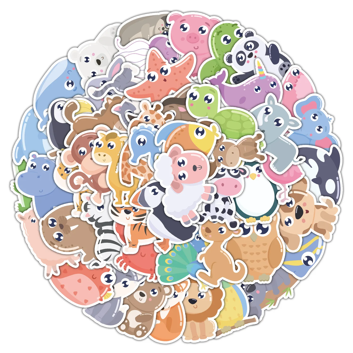 

50pcs Animal Graffiti Mobile Phone Water Cup Refrigerator Decoration Waterproof Stationery Creative Sticker