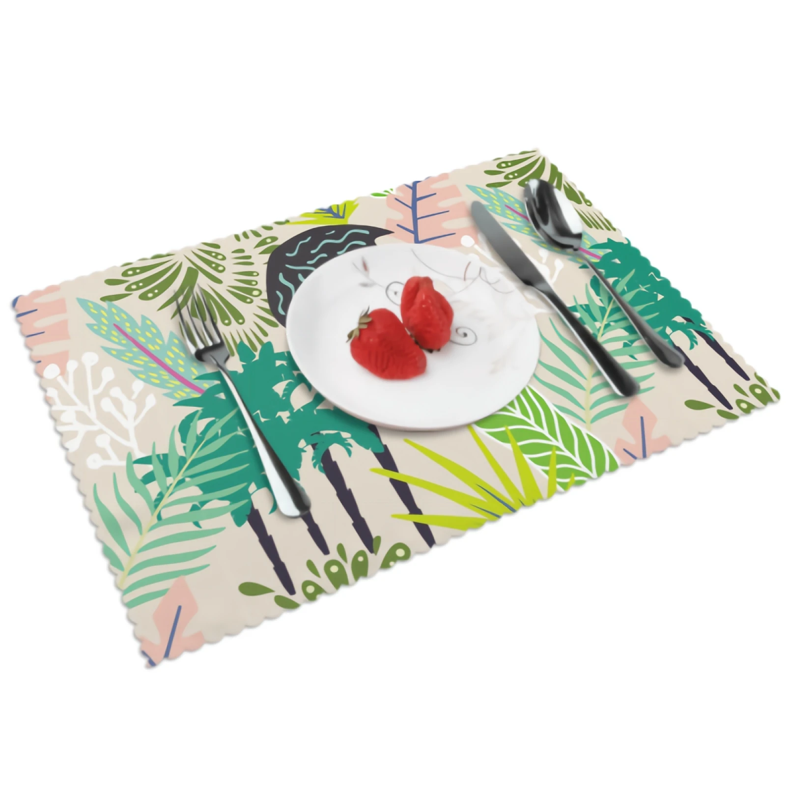 

Tropical Plant Placemats Watercolor Plantain Palm Leaves Placemat Set of 4 Heat-Resisting Non Slip Table Mats