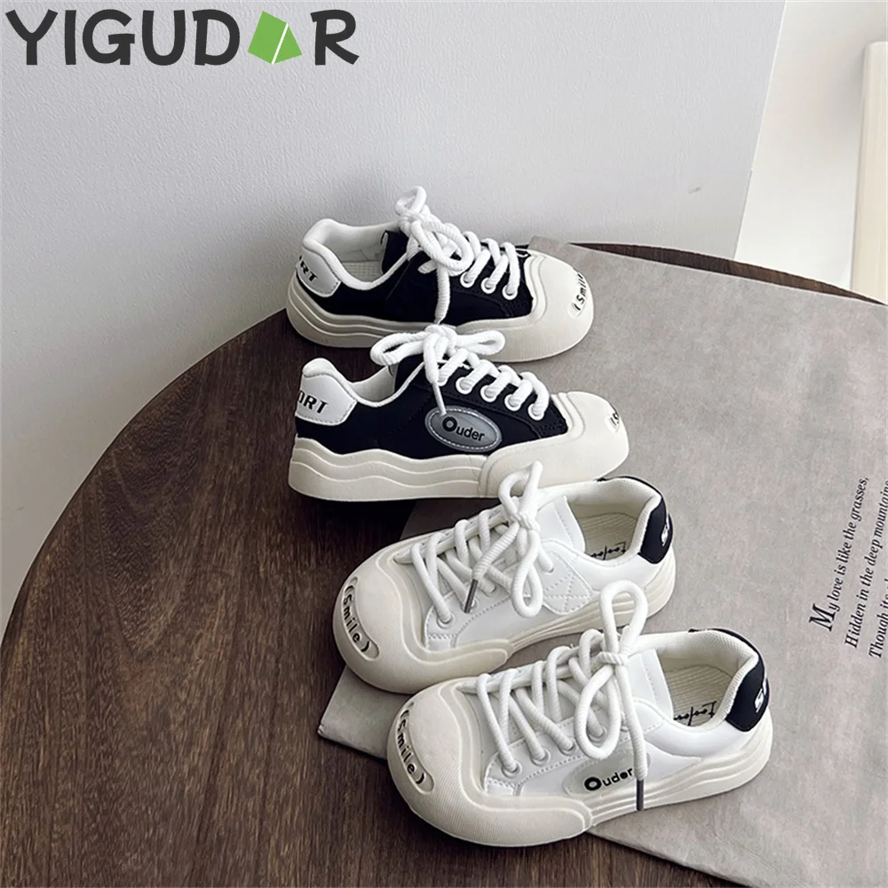 Black Flats Girls Shoes Footwear Toe 2023 New Kids Shoes