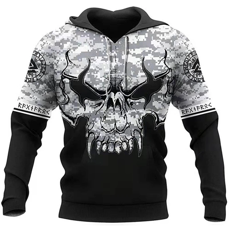 

Viking Hoodies Long Sleeve Sweatshirt Men's Vintage Jackets 3D Printed Autumn Winter Streetwear Male Clothes Pullover Oversized