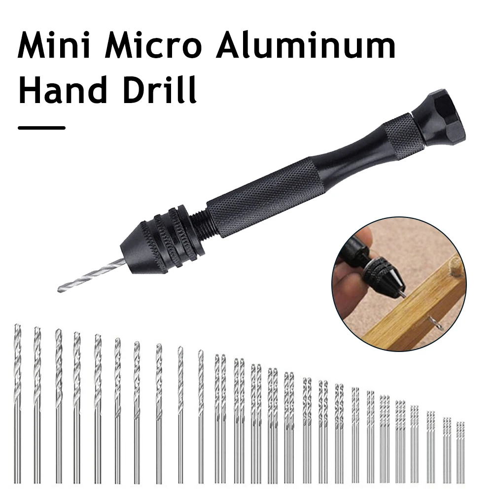 

1/26/49pcs 0.2-3.4mm Hand Drill Set Mini Aluminum Hand Drill Bit Jewelry Craft Hand Manual Drill Woodworking Tools Drill Bit