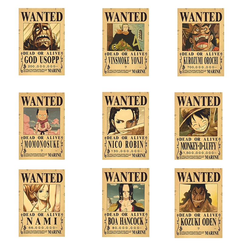 Аниме Ван Пис Экшн Фигурки Винтажные плакаты для детской комнаты Живопись на стене Стикеры Игрушки в подарок