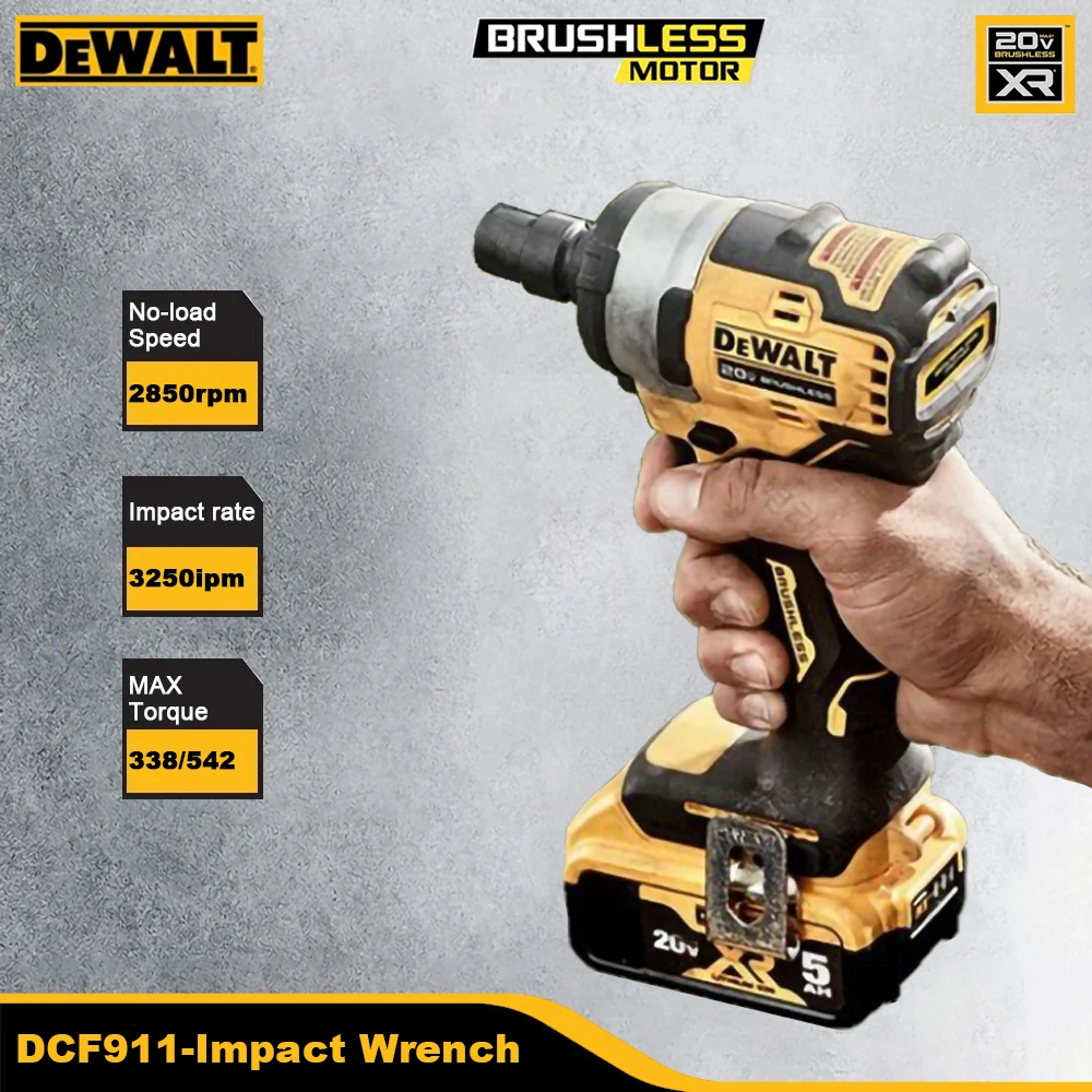

Dewalt DCF911 Wireless Impact Wrench Rechargeable High Torque 338/542Nm(Reverse) 2850rpm 3250ipm Universal 20v and 18v Battery