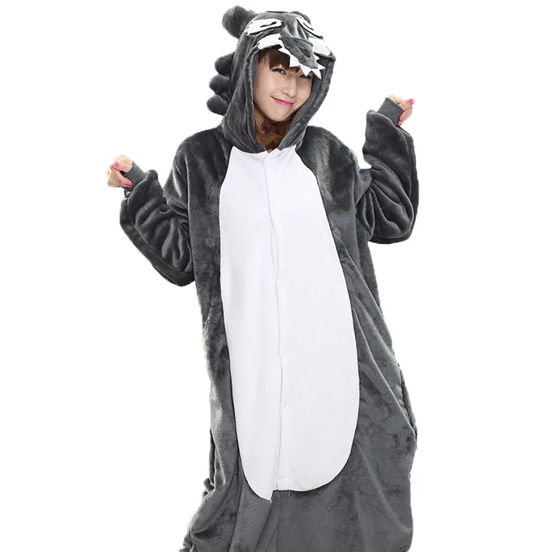 Wholesale Adult Animal Timber Wolf Pajamas For Women Unisex Cosplay Costume Winter Warm Funny Onesie Christmas Sleepwear
