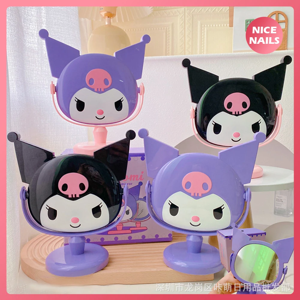 

Kawaii Kuromi Desktop Makeup Mirror Cartoon Portable Girls Dormitory Household Dressing Tabletop Cosmetic Mirror Box Packing