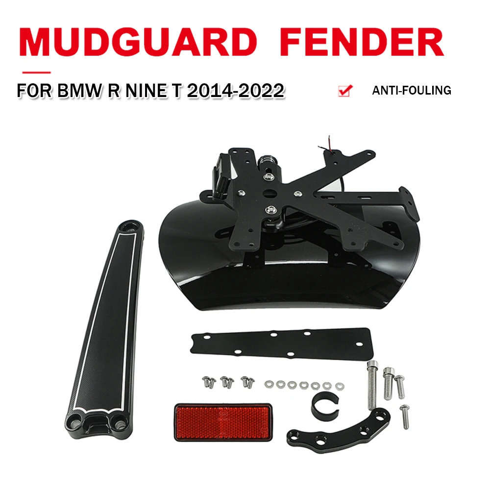 Motorcycle Rear Fender Mudguard With LED License Plate Bracket For BMW R NINE 2014-2021 2022 R nineT Scrambler Racer Pure Sport