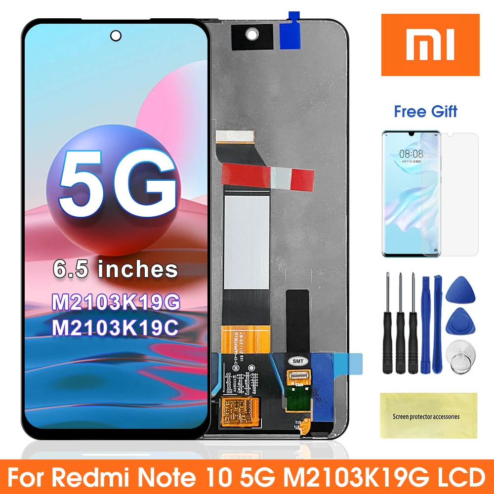 Оригинальный сенсорный ЖК-дисплей 6 5 ''для Redmi Note 10 с рамкой для Xiaomi M2103K19G M2103K19C