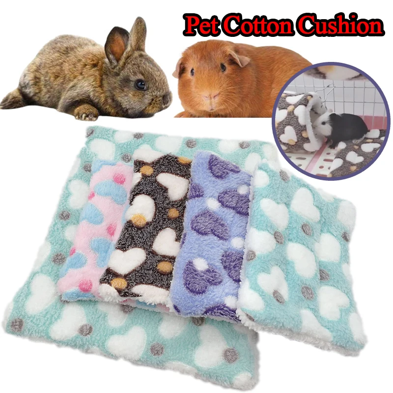 

Small Pet Cotton Pad Hamster Guinea Pig Thickened Warm Nests Cushion Rabbit Chinchilla Lamb Fleece Bed Pet Supplies Print Warm